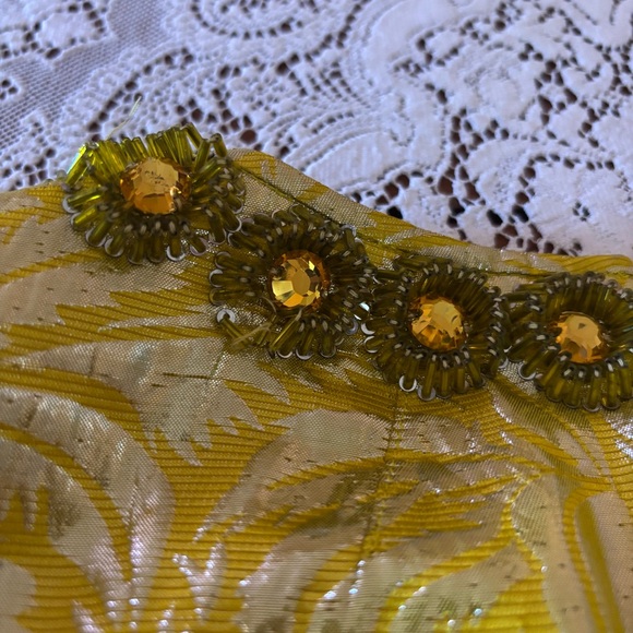 Tory Burch Yellow and Gold palm tree print Embellished top size 4 - Picture 6 of 7